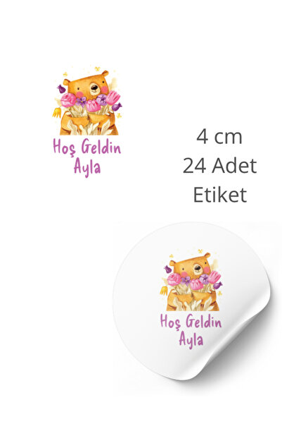 ST Design Kişiye Özel İsimli Doğum Günü Etiketi, Kendinden Yapışkanlı Babyshower, Hoşgeldin Bebek Sticker
