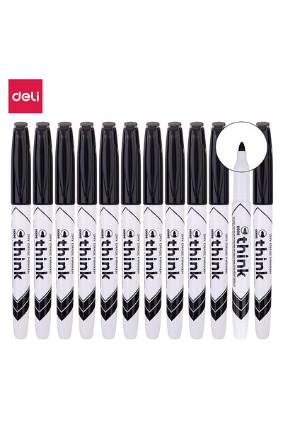 Deli Deli EU00620 Whiteboard Marker BLACK 12pcs/box- ideal for office & classroom writing