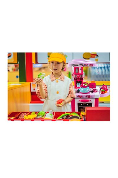 IDL Candy JUNIOR CHEF Multifunctional Children's Kitchen, Height 87 cm, Equipped with sim accessories