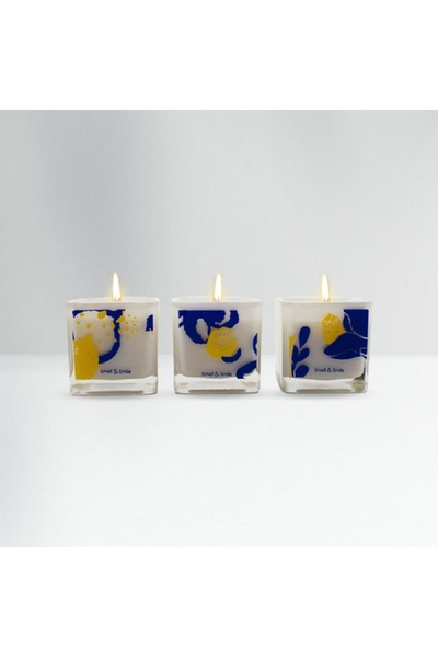 Smell Smile 3-Piece Long Lasting Fragrance Scented Candle Set White 100g S233