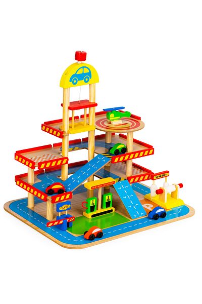 Ecotoys Garage with elevator and cars Ecotoys, Wood, 3+ years, Multicolor