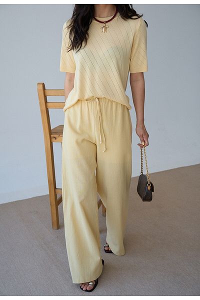 FEMMESTUDIO Women's Yellow High Waist Pants