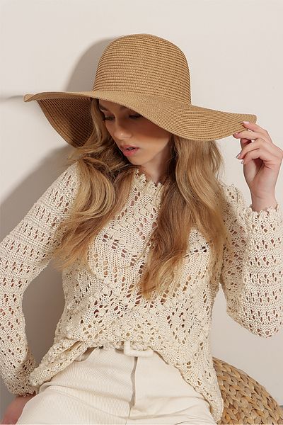 VAGGON Women's Biscuit Wide Straw Hat Prmx2499
