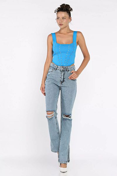 GÜLSELİ Pantaloni de blugi pentru femei albastru închis
