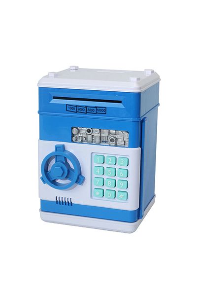 LUDIRO Pusculita Seif pentru Copii, ATM de Jucarie, Rulare automata a Bancnotelor, Albastru