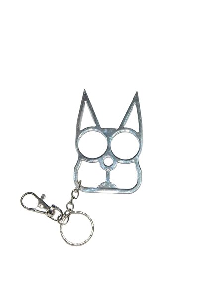 dalimag Pumnal din oțel model pisică, prindere breloc, 8 x 5 cm, argintiu, Dalimag