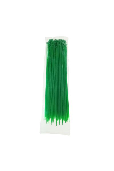 OEM Set of 100 plastic cable ties, 4 x 300mm, self-locking, collar type, for fixing and binding, green