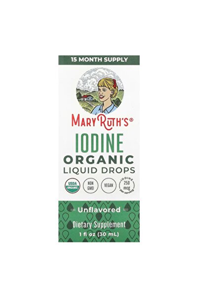 Maryruth's , Organic Iodine Liquid Drops, Unflavored, 250 mcg, 1 fl oz (30 ml)