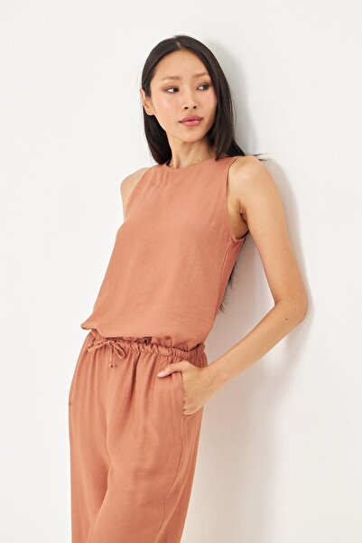 TIFFANY&TOMATO Damla Detaylı Keten Görünümlü Bluz