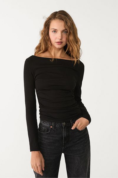 Stradivarius Long sleeve T-shirt with gathering