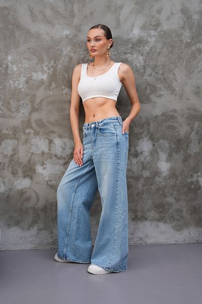 Tarz Cool Blugi Miami Blue Straight Wide pentru damă