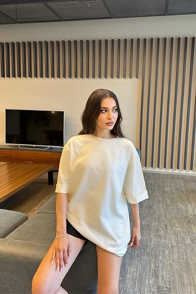 BİKELİFE Women's Unprinted Oversize T-Shirt