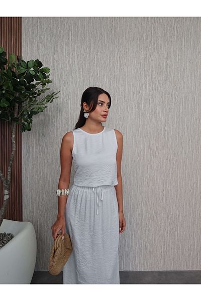 ESRAHELVACI Kraşlı Zero Sleeve Skirt Suit