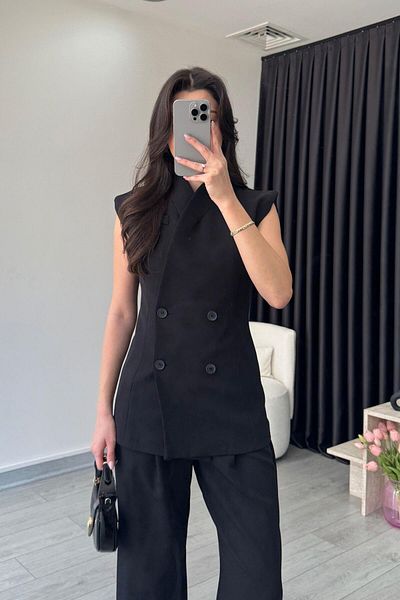 ECEMİ Siena Black Double Breasted Vest Pants Suit