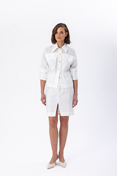 Berr-ın Double Slit Skirt Ecru