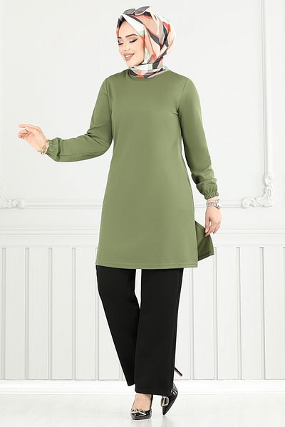 ModaMerve Elastic Cuff Suit 2670Sl890-M Çağla&Black