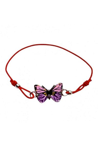 OEM Bracelet Martisor with Adjustable Elastic Cord, Multicolored Butterfly, Set of 12