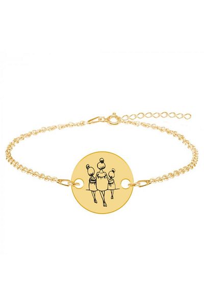 saratremo Felicia - Brățară personalizată din argint 925 placată cu aur galben de 24K pentru mamă cu doi copii