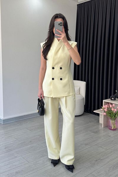 ECEMİ Siena Yellow Double Breasted Vest Pants Suit
