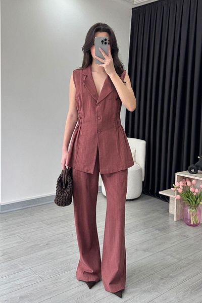 ECEMİ Enora Tile Vest Pants Set