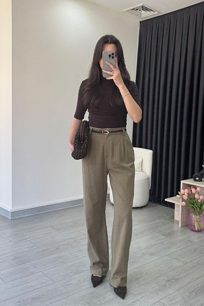 ECEMİ Duno Khaki Linen Belted Trousers