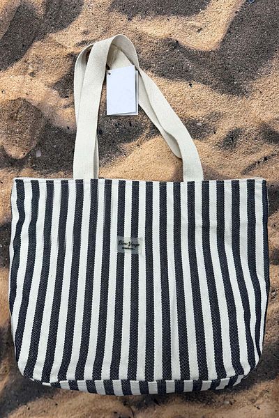 REMSA Striped Cotton Beach Bag 001 Navy Blue02