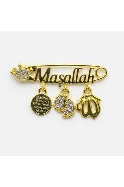 UmBaby Maşallah Bebek Hediyelik Mavi Yazılı Yaka İğnesi