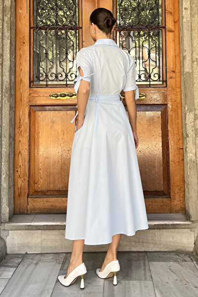 Zehra Gül Bebemavisi Düğmeli Ve Pileli Kısa Kol Uzun Elbise