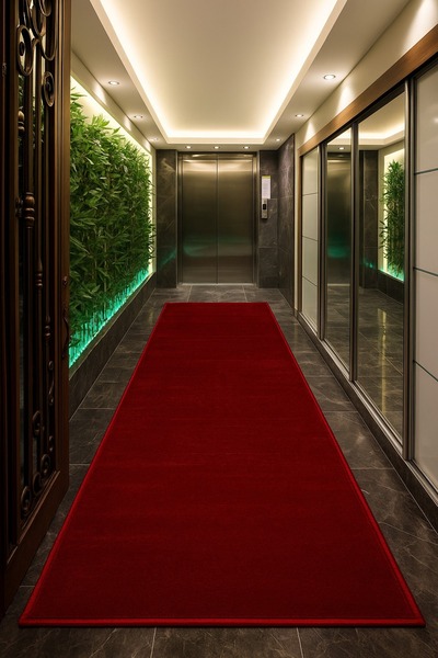 Babil Home Red Protocol Carpet Organization Rug Non-Slip Based Cutting Carpet Runner