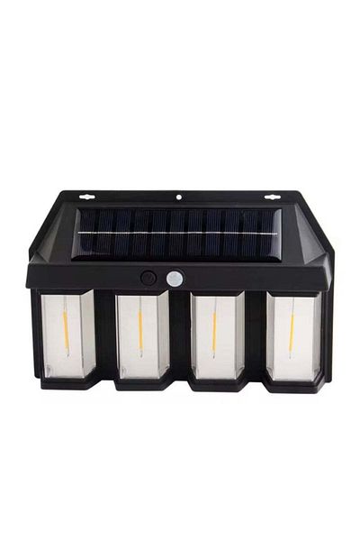 divendi-ro 4 LED solar lamp, 1.5W x 4, with motion sensor, 600LM, 1600mAh battery, black
