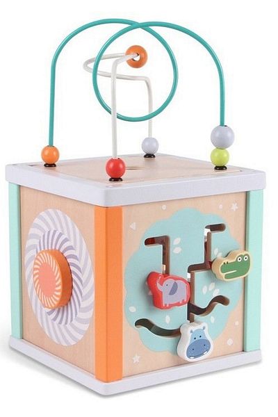ideal STORE IdealSTORE Educational Center, 5 in 1 WOODEN Cube Model, Dimensions 20 x 20 cm, Equipped with walls c