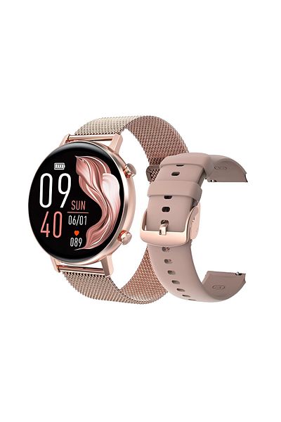 ideal STORE Smartwatch TimeOn Gold IdealStore Full HD, Ecran de 1.3 Inch, Monitorizare tensiune arteriala si fre