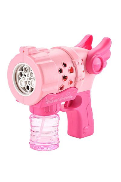LUDIRO Pistol pentru Baloane de Sapun cu 6 Gauri, Ingeras, Lumini Interactive, Roz , + 3 Ani