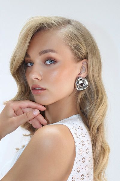 VAGGON Women's Silver Spiral Embossed Gold Earrings Prmx13831