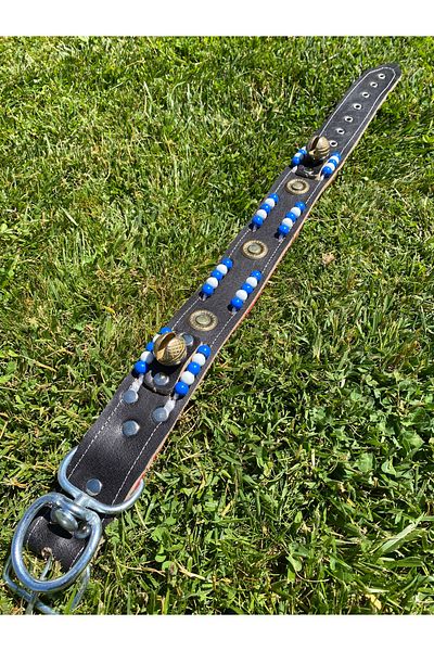 Sürmeli Tasma Kangal Dog Collar Genuine Leather 5 cm Width 2 Bell Beaded