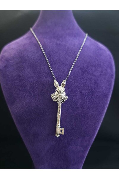 sarıyer silver Tavşan Anahtar Model Günlük Kullanıma Uygun Şık Minimal Stil Çelik Kolye Ucu Ve Çelik Zincir Kolye
