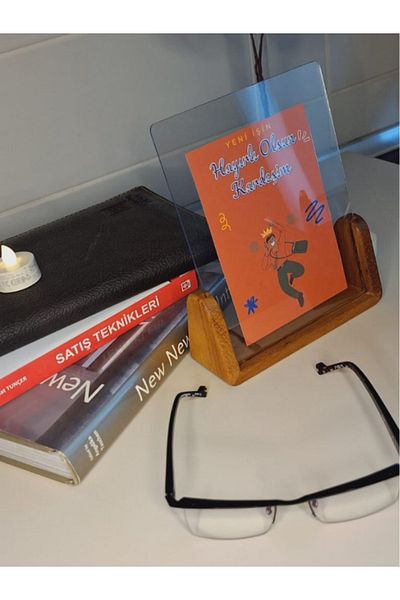 NO ON ATÖLYE Solid Handmade Plexiglass Frame (Ireko) - New Job Be Kind to My Brother Greeting Card