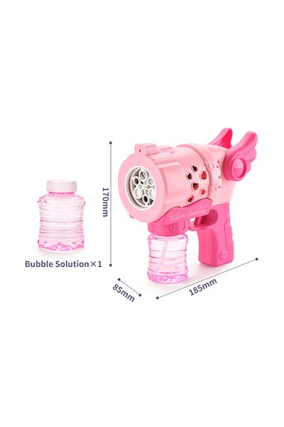 LUDIRO Pistol pentru Baloane de Sapun cu 6 Gauri, Ingeras, Lumini Interactive, Roz , + 3 Ani
