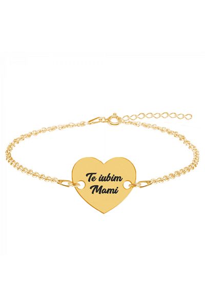 saratremo Claudia - Brățară personalizată din argint 925 placată cu aur galben de 24K - Inimă