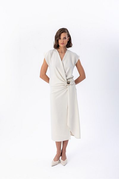 Berr-ın Knotted Midi Skirt Cream