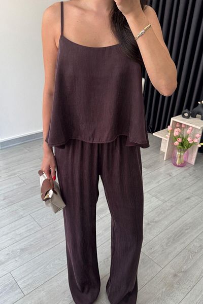 ECEMİ Isla Plum Premium Modal Blouse Pants Set
