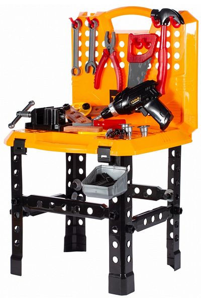 ideal STORE Captain Yellow Mechanic suitcase-style interactive workbench, accessorized with a multitude of tools