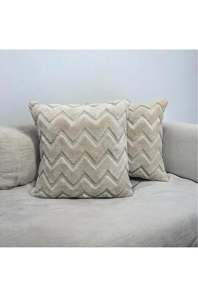 DECORA CASA HOME COLLECTİON Set de 2 huse de pernă de pluș din biobumbac 3D (45x45)