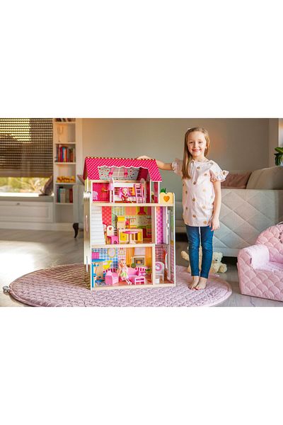 ideal STORE Wooden dollhouse with LIFT idealSTORE, MALIBU RESIDENCE DOLL, Dimensions 90 x 59 x 33 cm, 3 n