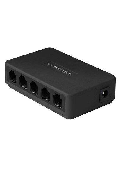 ESPERANZA Ethernet switch with 5 RJ-45 ports 10/100 Mbps, 5V, with charger, black