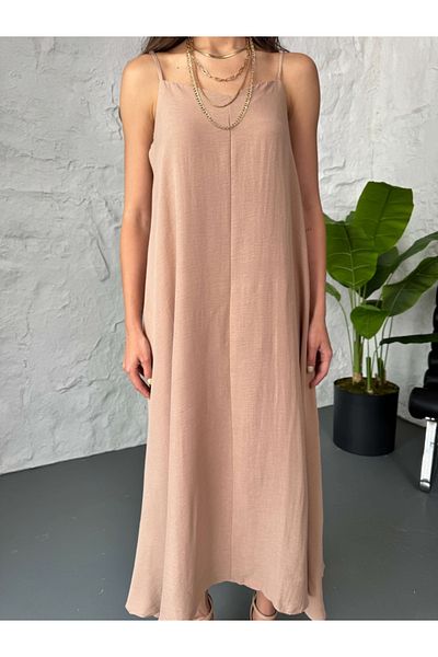 Elif Özbey Butik Φόρεμα με Λουράκι Καμήλας