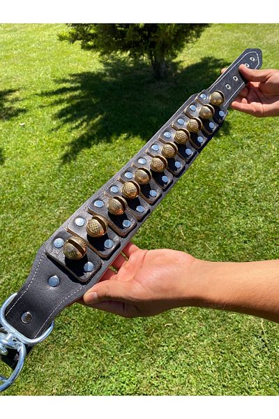 Sürmeli Tasma Kangal Dog Collar 11 Bell Genuine Leather