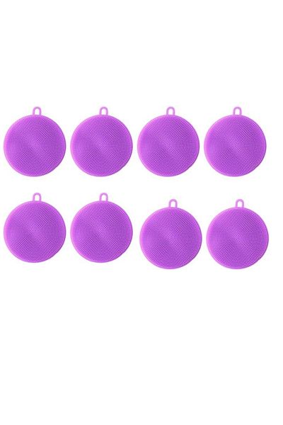 OEM Set of 8 dish brushes, diameter 10 cm, silicone, purple