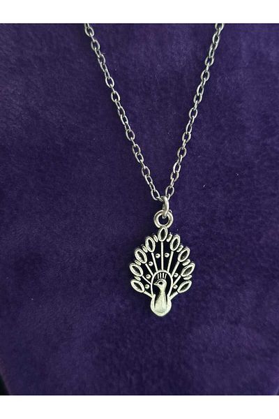 sarıyer silver Peacock Model Stylish Minimal Design Steel Necklace Suitable for Daily Use