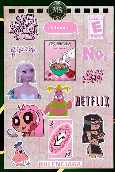 MS Major Selection Pretty Themed Laptop Notebook Tablet Sticker Set 16 Pieces
